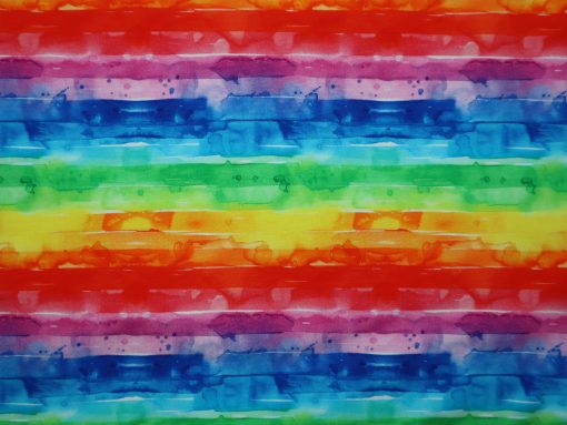 Baumwolljersey Digitaldruck Regenbogen Aquarellstreifen