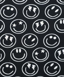 Baumwolljersey Happy Faces schwarz