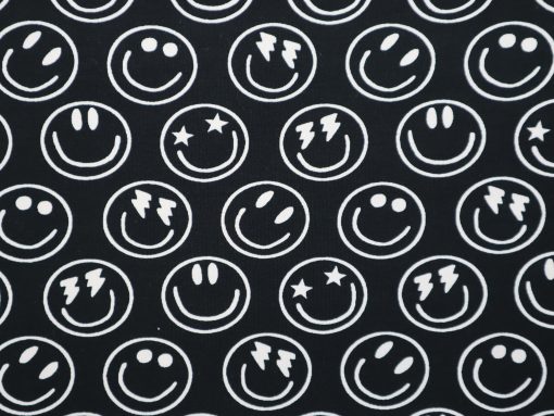 Baumwolljersey Happy Faces schwarz