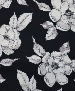 Canvas weiße Blumen auf schwarz