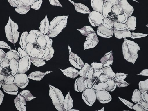 Canvas weiße Blumen auf schwarz