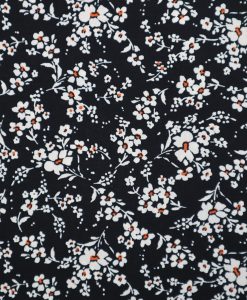 Viskose schwarz mit weißen Blumen