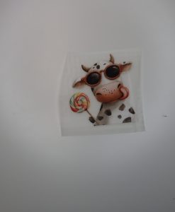 Bügelbild Kuh mit Lutscher 8 x 8 cm