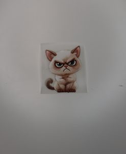 Bügelbild grummelige Katze 6 x 7 cm