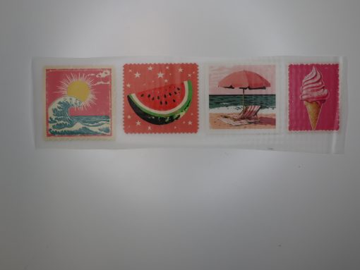 Bügelbild Sommerbriefmarken zum selbst ausschneiden 27 x 7 cm