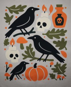 Eigenproduktion Heavy Canvas Panel 41 x 41 cm Halloween Raben und Skulls