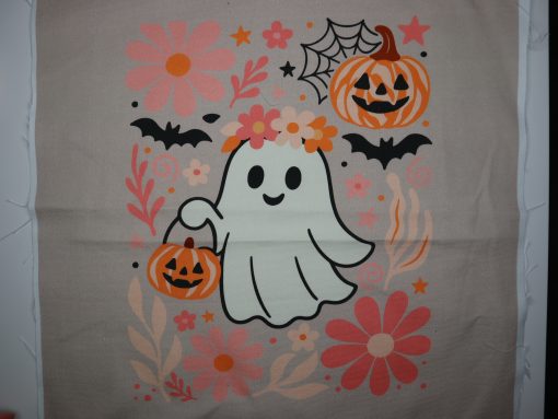 Eigenproduktion Heavy Canvas Panel 41 x 41 cm Halloween kleines Gespenst mit Kürbiskorb