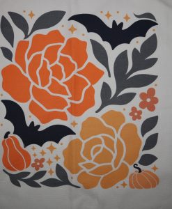 Eigenproduktion Heavy Canvas Panel 41 x 41 cm Halloween Blumen mit Fledermaus