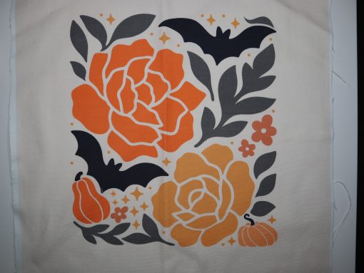Eigenproduktion Heavy Canvas Panel 41 x 41 cm Halloween Blumen mit Fledermaus