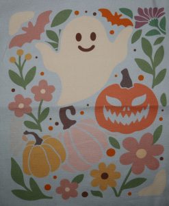 Eigenproduktion Heavy Canvas Panel 41 x 41 cm Halloween Gespenst auf mintgrau