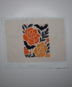 Eigenproduktion Heavy Canvas kleines Panel 17 x 25 cm Halloween Blume mit Fledermaus