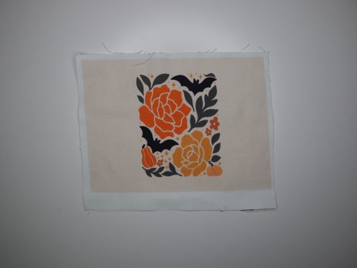 Eigenproduktion Heavy Canvas kleines Panel 17 x 25 cm Halloween Blume mit Fledermaus