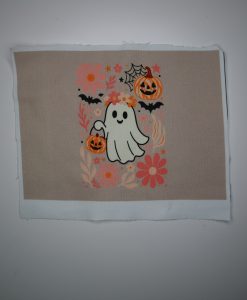 Eigenproduktion Heavy Canvas kleines Panel 17 x 25 cm Halloween kleines Gespenst mit Kürbiskörbchen
