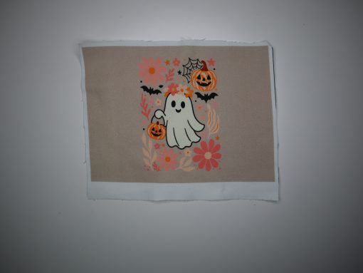 Eigenproduktion Heavy Canvas kleines Panel 17 x 25 cm Halloween kleines Gespenst mit Kürbiskörbchen