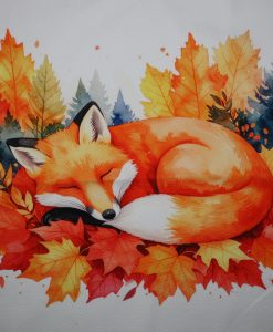 Eigenproduktion Heavy Canvas Panel 41 x 41 cm Herbst schlafender Fuchs