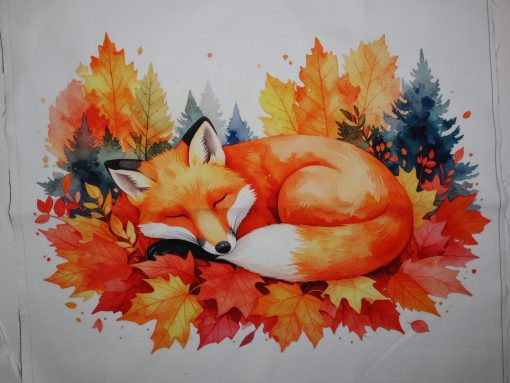 Eigenproduktion Heavy Canvas Panel 41 x 41 cm Herbst schlafender Fuchs