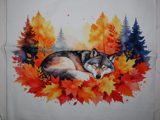 Eigenproduktion Heavy Canvas Panel 41 x 41 cm Herbst schlafender Wolf