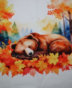 Eigenproduktion Heavy Canvas Panel 41 x 41 cm Herbst schlafender Bär