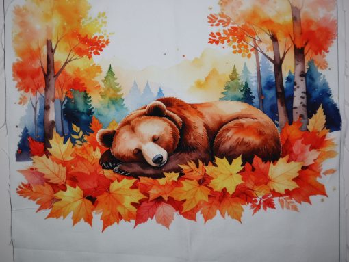 Eigenproduktion Heavy Canvas Panel 41 x 41 cm Herbst schlafender Bär
