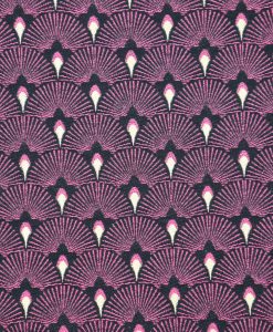 Dekostoff Jacquard Luxury Fächermuster pink gold schwarz