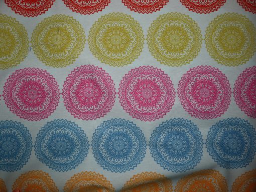 Canvas Dekostoff Mandala Kreise auf himmelblau