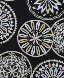 Dekostoff Jacquard Luxury Mandala schwarz gold