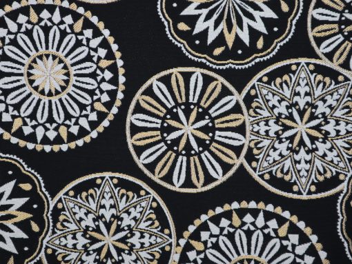 Dekostoff Jacquard Luxury Mandala schwarz gold