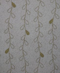 Canvas Ecru mit Blätterranken Golddruck und eingewebtem Glitzer
