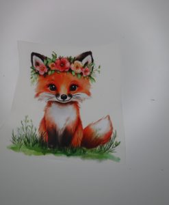 Bügelbild Fuchs mit Blumenkranz 14 x 15 cm