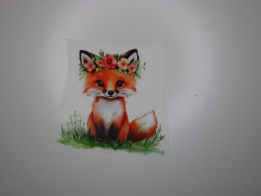 Bügelbild Fuchs mit Blumenkranz 14 x 15 cm