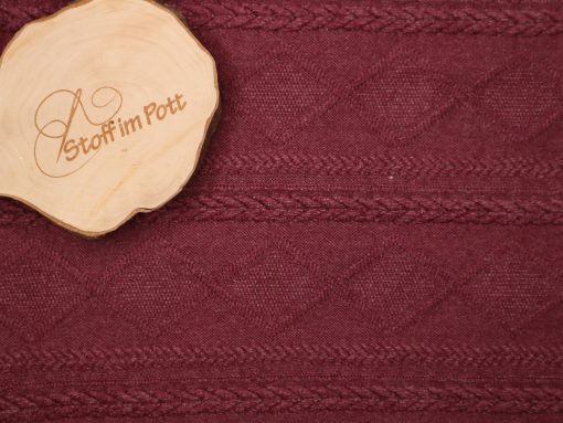 Weicher Strick mit gestricktem Muster brombeere meliert