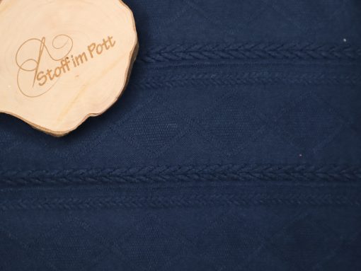 Weicher Strick mit gestricktem Muster marine Reststück 2m