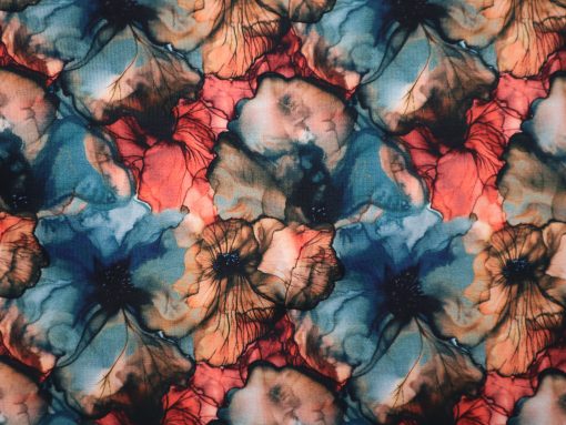 Baumwolljersey Digitaldruck Alcohol Ink Flowers