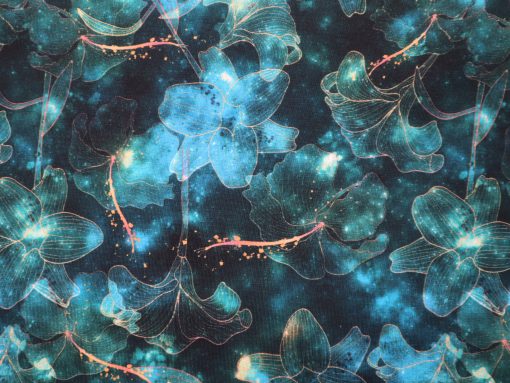 Baumwolljersey Digitaldruck Galaxy Flowers