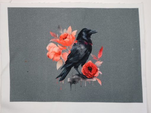 Eigenproduktion Heavy Canvas kleines Panel 17 x 25 cm Rabe auf dunkelgrau