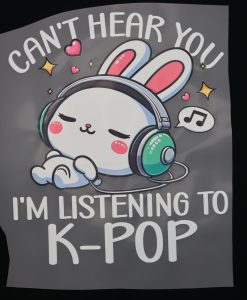 Bügelbild Can't hear you I'm Listening to K-Pop 25 x 23 cm