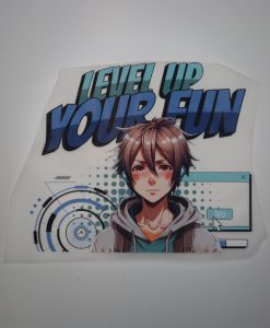 Bügelbild Level Up your fun Junge 22 x 20 cm
