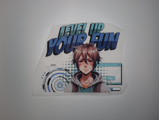 Bügelbild Level Up your fun Junge 22 x 20 cm