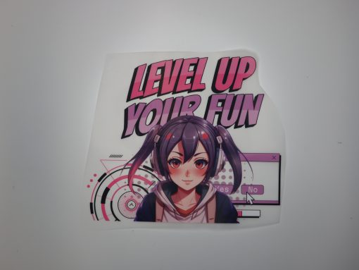 Bügelbild Level Up your fun Mädchen 22 x 20 cm
