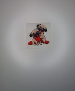 Bügelbild Anime zwei Möpse 8 x 8 cm