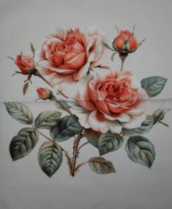 Eigenproduktion Heavy Canvas Panel 41 x 41 cm Rosen auf beige