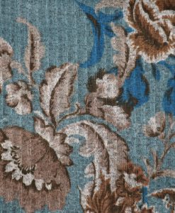 bedruckter Rippenstrick Teerosen blau