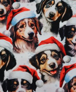 French Terry Digitaldruck Weihnachtshunde