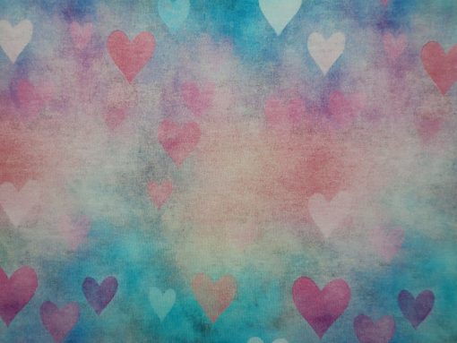 Baumwolljersey Digitaldruck Herzchen Aquarell