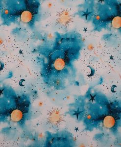 Baumwolljersey Digitaldruck Vollmond blau
