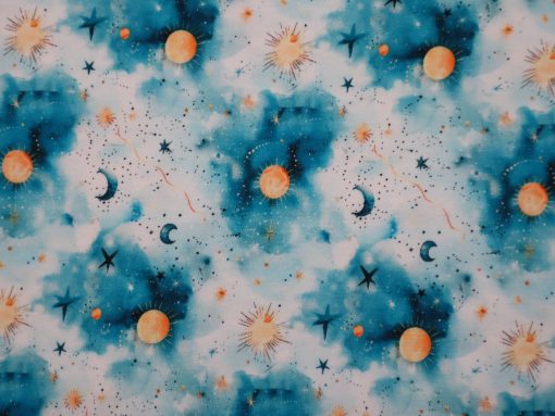 Baumwolljersey Digitaldruck Vollmond blau