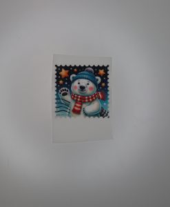 Bügelbild Weihnachtsbriefmarke Eisbär ca. 6 x 6 cm