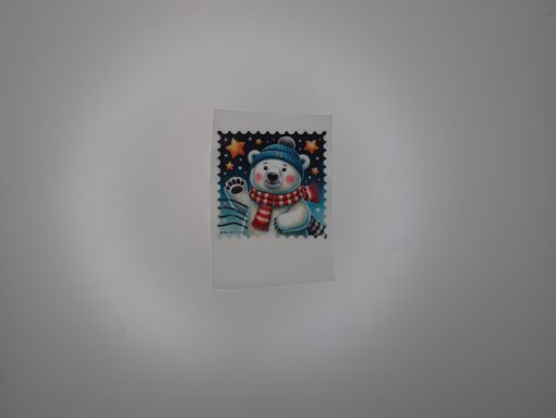 Bügelbild Weihnachtsbriefmarke Eisbär ca. 6 x 6 cm