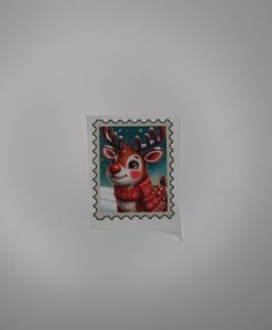Bügelbild Weihnachtsbriefmarke Rentier ca. 8 x 6 cm