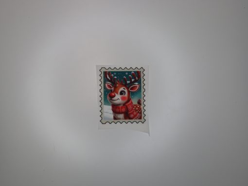 Bügelbild Weihnachtsbriefmarke Rentier ca. 8 x 6 cm